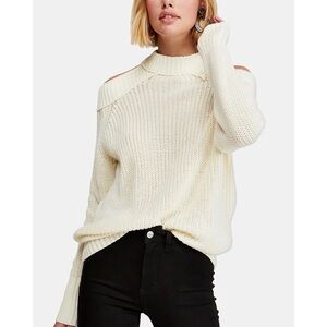 Free People Ivory Half Moon Bay Pullover Sweater Size XS